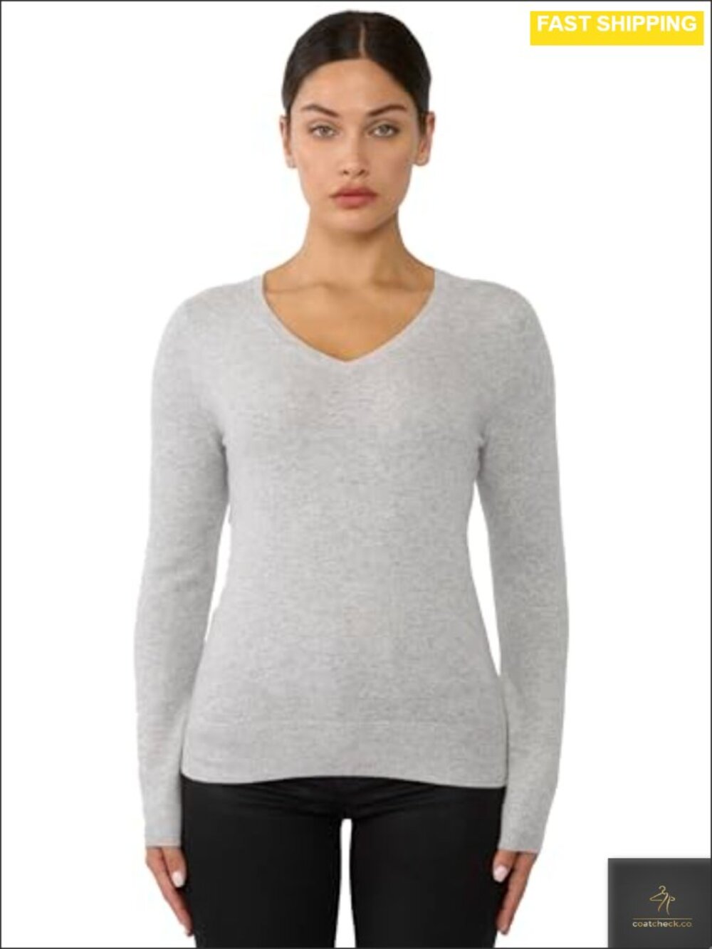 100% Cashmere V Neck Sweater Women Long Sleeve Pullover Lightweight